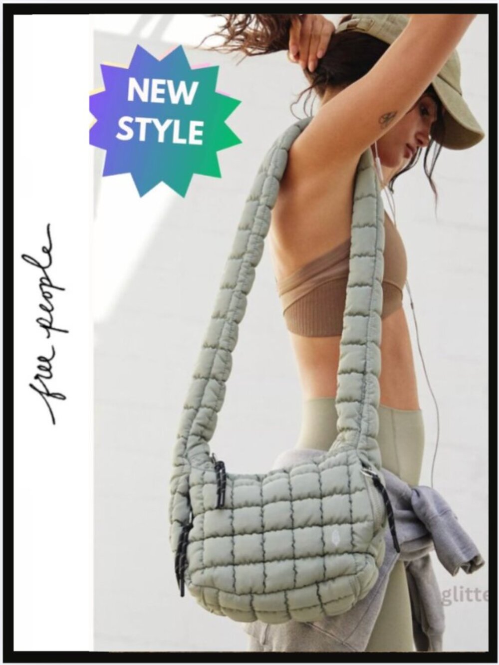 Free People Mini Carryall Sling Bag Quilted Carryall - Stone Sage